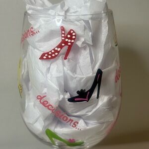 Lolita Love My Wine “Stiletto Decision Decisions” Hand Painted 15oz Wine Glass
